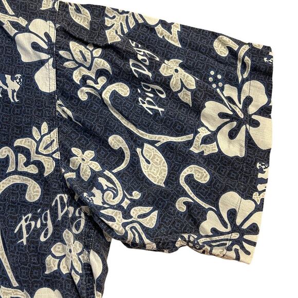 Big Dogs Tropical Blue & White Floral Button-up Shirt Hawaiian Pattern Pocket 3X - Picture 9 of 16
